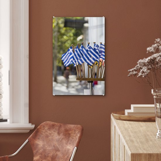 Drapeaux grecs comme souvenirs Plexiglas 40x60 cm - Tirage photo sur Glas (décoration murale en plexiglas)