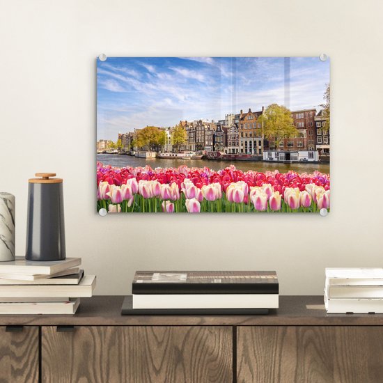 Peinture sur verre - Skyline - Canaux - Amsterdam - 30x20 cm - Peintures Plexiglas