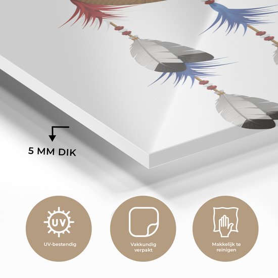 MuchoWow® Peinture sur verre 80x120 cm - Peinture sur verre acrylique - Illustration d'un attrape-rêves avec un aigle - Photo sur verre - Peintures