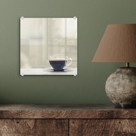 Peinture sur Verre - Espresso dans une Tasse en Verre - 20x20 cm - Peintures sur Verre Peintures - Photo sur Glas