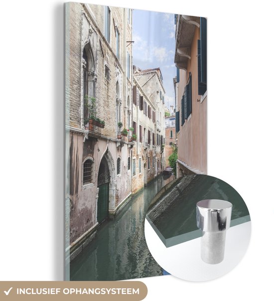 MuchoWow® Glasschilderij - Venetië - Italië - Kanaal - Acrylglas Schilderijen - Foto op Glas