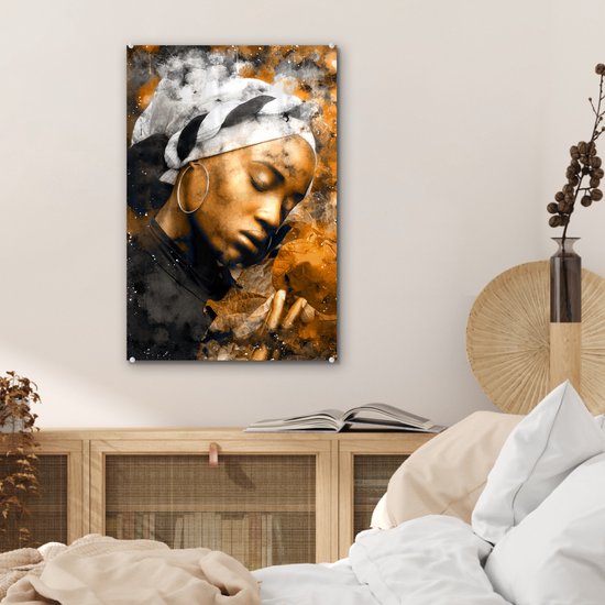 Peinture sur verre - Femme - Abstrait - Foulard - 40x60 cm - Peintures Plexiglas