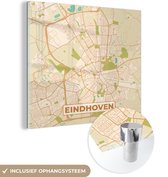 MuchoWow® Peinture sur verre - Plan de la ville - Eindhoven - Vintage - 50x50 cm - Peintures sur verre acrylique - Photo sur Glas