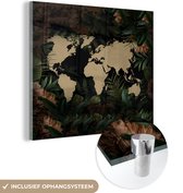 MuchoWow® Glasschilderij 20x20 cm - Schilderij acrylglas - Wereldkaart - Planten - Bloemen - Foto op glas - Schilderijen