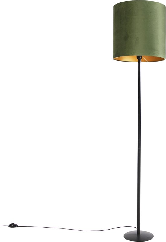 QAZQA simplo fl - Landelijkee Vloerlamp | Staande Lamp met kap - lichts - H 1780 | bol.com