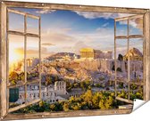 Gards Tuinposter Doorkijk Akropolis van Athene, Griekenland - Architectuur - 180x120 cm - Tuindoek - Tuindecoratie - Wanddecoratie buiten - Tuinschilderij