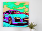 Audi R8 pop art ||| kunst - 60x60 centimeter op Canvas | Foto op Canvas - wanddecoratie