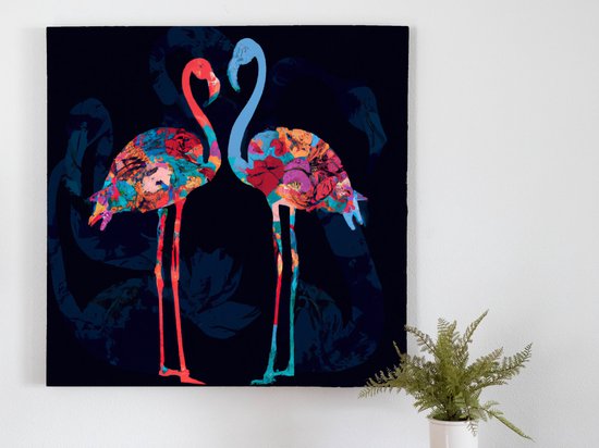 Flamingo fling | Flamingo Fling | Kunst - 100x100 centimeter op Canvas | Foto op Canvas
