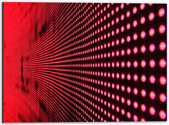 Dibond - Muur met Rode Lichtjes erin - 40x30 cm Foto op Aluminium (Met Ophangsysteem)