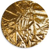Dibond Muurcirkel - Gekreukelde Gouden Stof - 50x50 cm Foto op Aluminium Muurcirkel (met ophangsysteem)