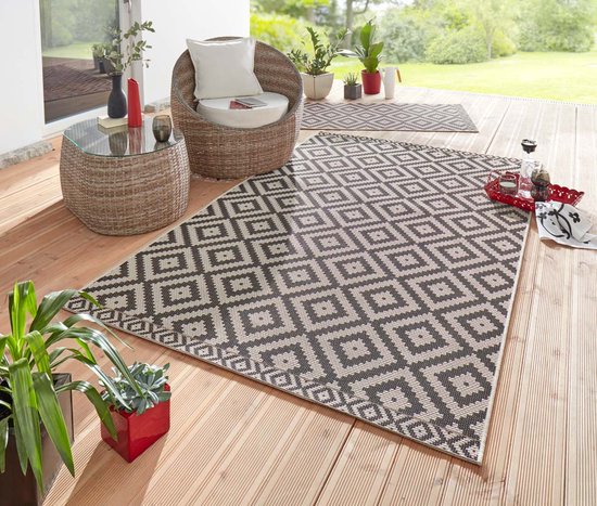 Scandinavisch buitenkleed Summer - zwart 70x140 cm