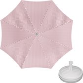 Parasol - Rouge/blanc - D160 cm - sac de transport inclus - pied de parasol - 42 cm