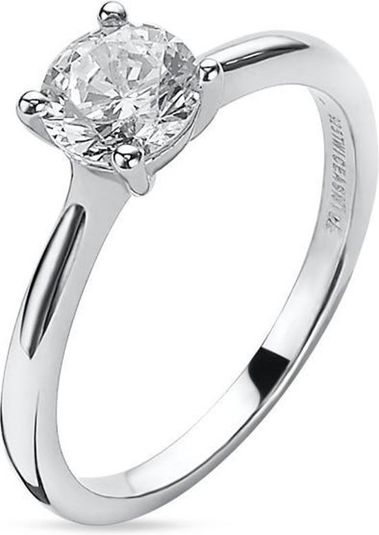 Twice As Nice Ring in zilver, solitaire 6 mm 54
