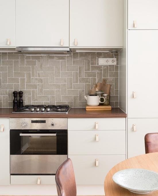 Poignées / Boucle en cuir - 4 pièces - VERT MER - taille XS (12,6 x 2,5 cm) - avec 3 vis de couleur