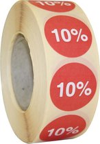 Etiket rond 25mm rood met witte opdruk 10% 1000/rol