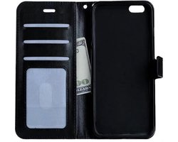 Hoesje Geschikt voor iPhone 5/5s/5SE Hoesje Book Case Hoes Portemonnee Cover Walletcase - Hoes Geschikt voor iPhone 5/5s/5SE Hoes Bookcase Hoesje - Zwart