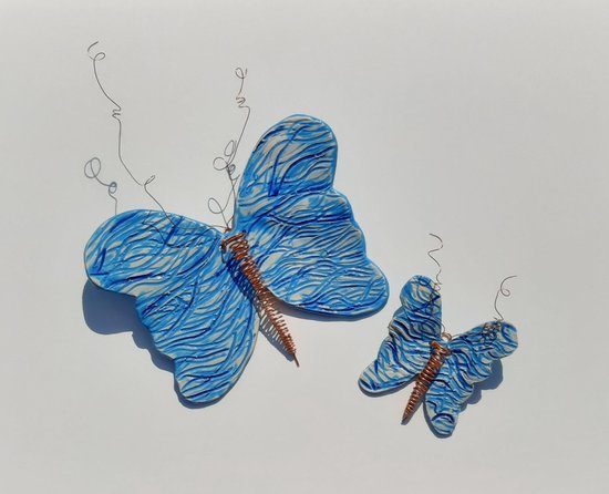 Worden Specificiteit levering Wandobject muurdecoratie vlinders bleuwie van keramiek | bol.com