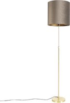 QAZQA parte fl - Landelijke Vloerlamp | Staande Lamp met kap - 1 lichts - H 1865 mm - Taupe - Woonkamer | Slaapkamer | Keuken