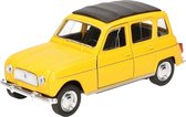 Modelauto Renault 4 geel 11,5 cm - speelgoed auto schaalmodel