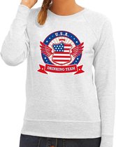 Grijs USA drinking team sweater grijs dames - USA kleding L