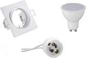 LED Spot Set - Trion - GU10 Fitting - Inbouw Vierkant - Mat Wit - 6W - Natuurlijk Wit 4200K - Kantelbaar 80mm - BES LED
