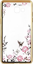 ADEL Siliconen Back Cover Softcase Hoesje voor Samsung Galaxy A5 (2017) - Bling Bling Vlinders en Bloemen Goud