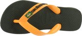 Havaianas Brasil Logo Unisex Slippers - Green Olive/Vibrant Orange - Maat 29/30