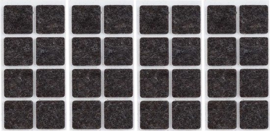 32x Zwarte vierkante meubelviltjes/antislip noppen 2,5 cm - Beschermviltjes - Stoelviltjes - Vloerbeschermers - Meubelvilt - Viltglijders