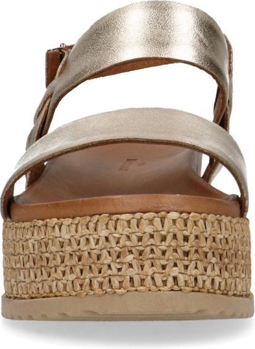 Sacha - Dames - Gouden leren plateau sandalen - Maat 36 | bol.com