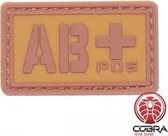 AB+ POS bloedgroep PVC Militaire bruine patch embleem met velcro