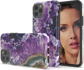 Apple iPhone 11 Marmor Stone Back Cover Hoesje - Paars