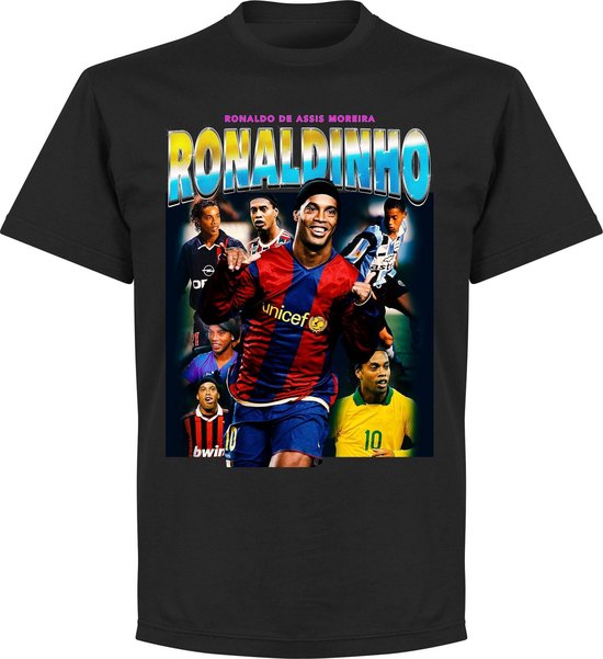 Ronaldinho Old-Skool Hero T-Shirt - Zwart - L