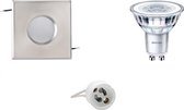 LED Spot Set - Aigi - GU10 Fitting - Waterdicht IP65 - Inbouw Vierkant - Mat Chroom - 82mm - Philips - CorePro 827 36D - 5W - Warm Wit 2700K - Dimbaar - BSE