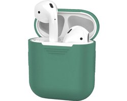 Hoesje - Geschikt voor Apple Airpods 2 - Siliconen Dun Met Clip - Case Cover - Silicone Hoes - Midnight Green