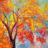 Schilderij - Park in de herfst (print van olieverf, modern Impressionisme), Multikleur , 3 maten , Wanddecoratie