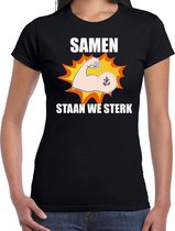 Samen staan we sterk t-shirt crisis zwart voor dames XS