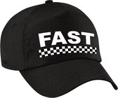 Fast / finish vlag verkleed pet zwart voor meisjes en jongens - Racing team baseball cap - carnaval / kostuum