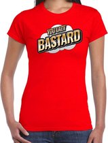 You lazy bastard fun tekst t-shirt voor dames rood in 3D effe L