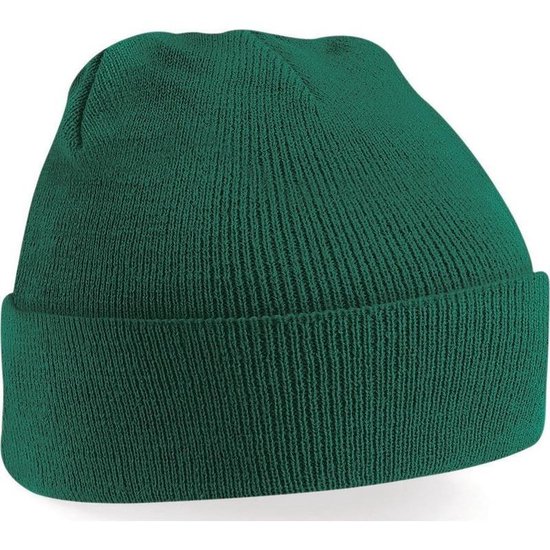 Bonnet / bonnet d'hiver de base Beechfield acrylique vert foncé pour adulte - Winter Essentials / Accessories