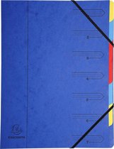 12x Sorteermap met vaste rug en elastosluiting - 7 indelingen, Blauw