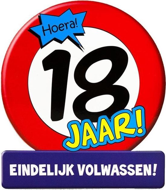 Stopbord 18 Jaar Wenskaart/Verjaardagskaart 16 X 14 Cm - Verjaardag / Sweet  Eighteen | Bol.Com