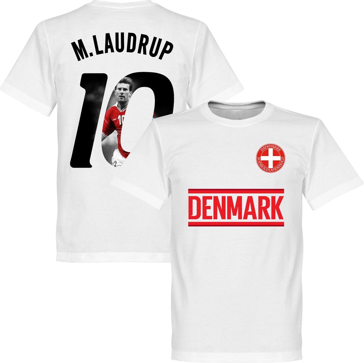 Denemarken M. Laudrup 10 Gallery Team T-Shirt - Wit - 5XL
