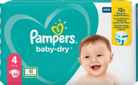 bus baseren accu Pampers Baby-Dry Maat 4, 46 Luiers, Tot 12 Uur Bescherming, 9-14kg | bol.com