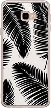 Samsung J4 Plus hoesje siliconen - Palm leaves silhouette | Samsung Galaxy J4 Plus case | zwart | TPU backcover transparant