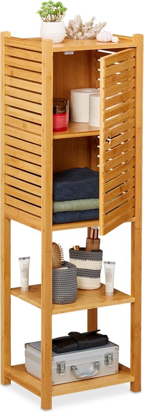 van nu af aan oortelefoon Intiem Relaxdays badkamer kast bamboe - badkamerrek - badkamermeubel hout -  badkamerkast | bol.com