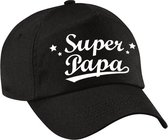 Super papa vaderdag cadeau pet / baseball cap zwart voor heren -  kado voor vaders