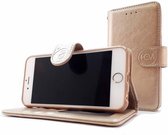 Samsung A6 plus 2018 SM-A605 - Golden Shimmer Leren Portemonnee Hoesje - Lederen Wallet Case TPU meegekleurde binnenkant- Book Case - Flip Cover - Boek - 360º beschermend Telefoonh