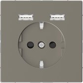 Stopcontact - Inbouw - Randaarde - USB Type A+A - Nikkel Metallic - Systeem Design - Schneider Electric - MTN2366-6050