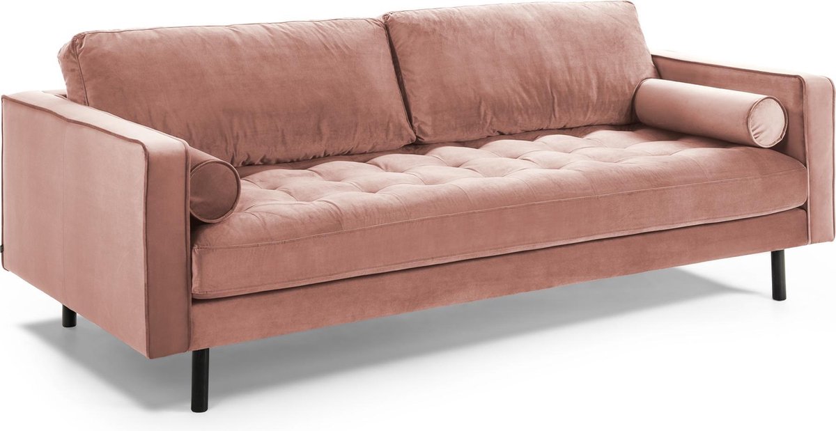 bol.com | Kave Home - Debra 3-zits sofa in fluweel roze 222 cm