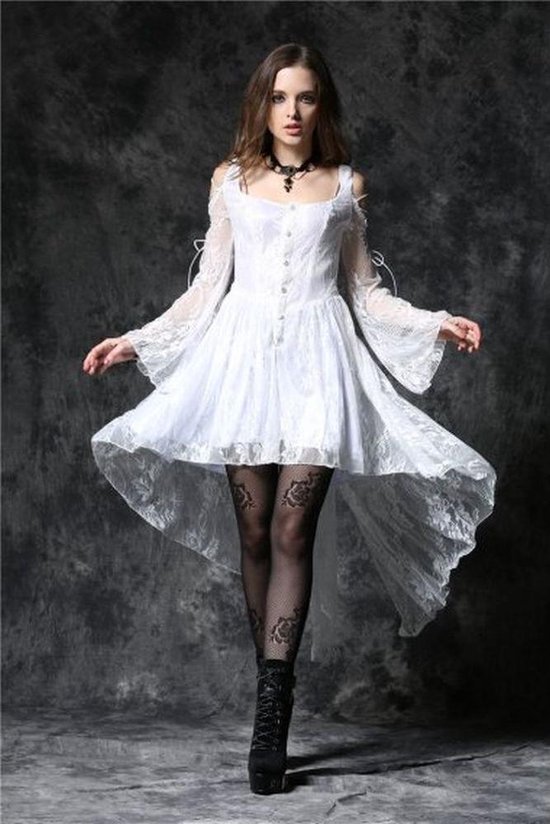 Pathologisch excuus hoed Dark In Love High low jurk -S- Gothic ghost Wit | bol.com